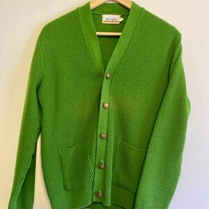 Vintage Green Button-Up Cardigan Sweater